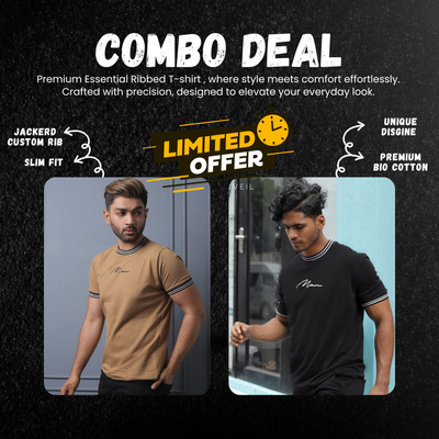 Essential Ribbed T-Shirts – 2-Piece Combo Pack Brown & Black_img_0