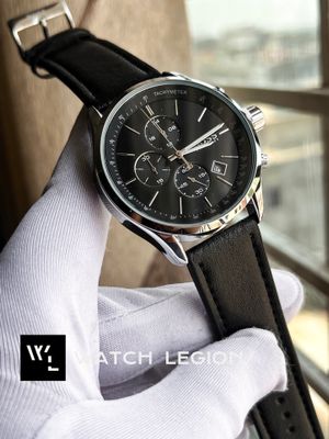 BOSS BELT THREE CHRONO BLACK BELT SILVER CASE BLACK DIAL V2