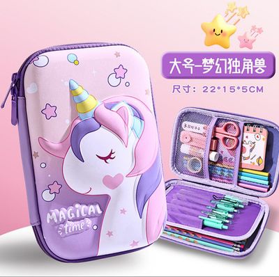 Large Capacity Unicorn Pencil Case 3D Stereo EVA Stationery Case_img_0