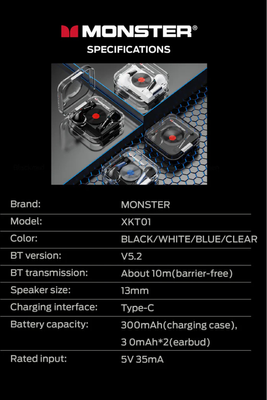 Monster XKT01 Black Transparent – Premium Sound & Stylish Design_img_5