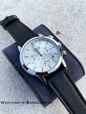 BOSS TREE CHRONO BLACK BELT SILVER CASE WHITE DIAL_img_0