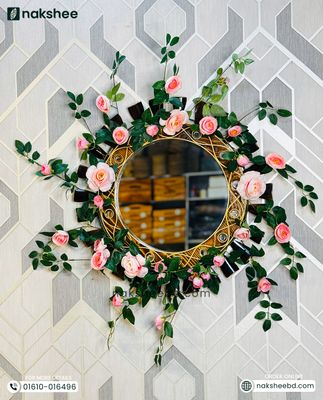 Wooden Mirror Black Wave Design 23/23'' size + Premium rose vine_img_2