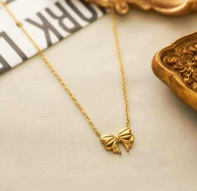 Stainless Steel Bow Pendent & Earrings Set 🧡💥_img_2