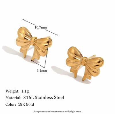 Stainless Steel Bow Pendent & Earrings Set 🧡💥_img_3