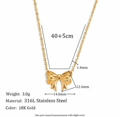 Stainless Steel Bow Pendent & Earrings Set 🧡💥_img_4
