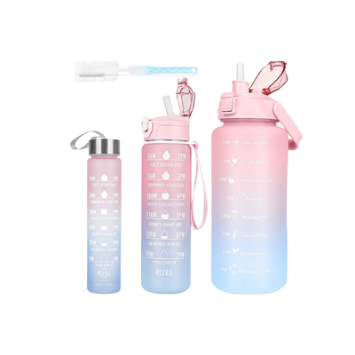 3-Piece Set with Time Graduated Space Cup Gradient Water Cup High Capacity Portable Plastic Cups Outdoor Travel Gym Bottles Water Bottles_img_0