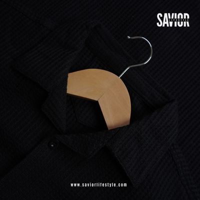 Deep Black - Drop Shoulder Cuban Shirt