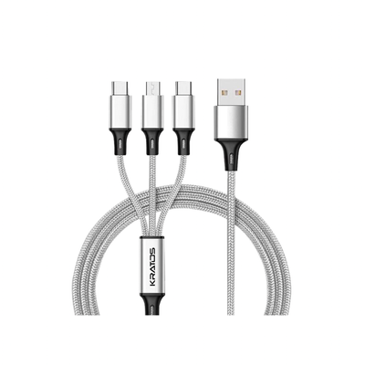 3 In 1 Fast Charging USB Charger Cable / Fast Charging Data Transfer/Compatible with Micro USB, USB-C/Type-C Devices_img_1
