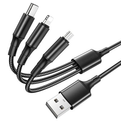 3 In 1 Fast Charging USB Charger Cable / Fast Charging Data Transfer/Compatible with Micro USB, USB-C/Type-C Devices_img_3