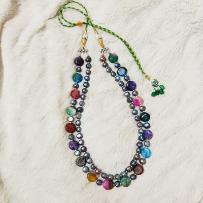 Pearl 2 Layer Necklace with Coin stone_img_0