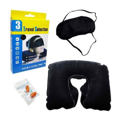 3 In 1 Travel Kit Set - Neck Pillow, Eye Mask, Ear Bud_img_2