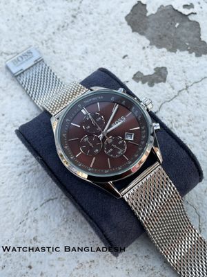 BOSS MESH CHAIN SILVER CASE BROWN DIAL_img_0