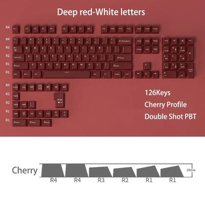 White on Deep-Red PBT Cherry Keycaps - 126 Keys_img_0