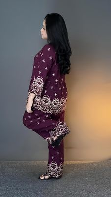 “Dubai cherry Flair 2 Piece Co-Ord |_img_1