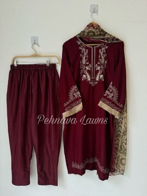 কটন এমব্রয়ডারি জামা সালোয়ার ও ওড়না সেট_img_0