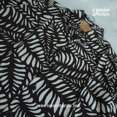 Chocolate Leafy - Full Sleeve Party Wear Print Shirt_img_1