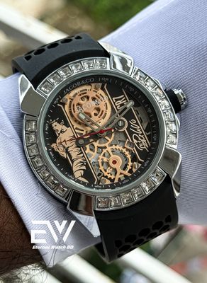 JACOB & CO (CR7) EDITION QUARTZ BLACK BELT SILVER CASE STONE_img_2