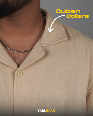 Dropped Shoulder Sahara Beige Cuban/Havana Shirt_img_2