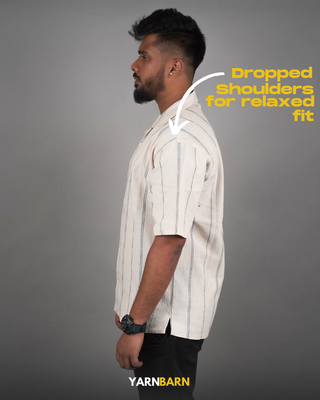 Dropped Shoulder Americano Black Striped Cuban/Havana Shirt_img_3
