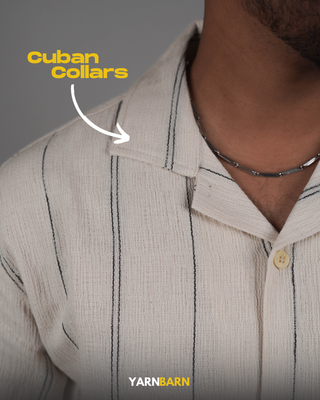 Dropped Shoulder Americano Black Striped Cuban/Havana Shirt_img_5