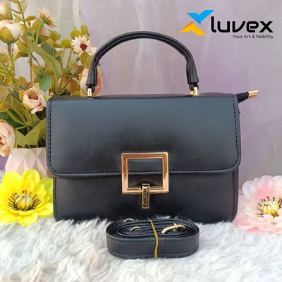 Premium Ladies Bag Square Lock- Black_img_0