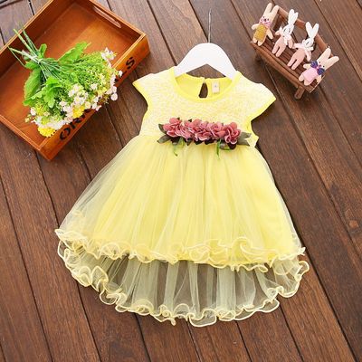 Kids Girls Summer Waist Flower Princess Party Dress (0 to 24 months)_img_3