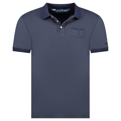 Embroidered polo shirt with flags and navy short sleeves_img_0
