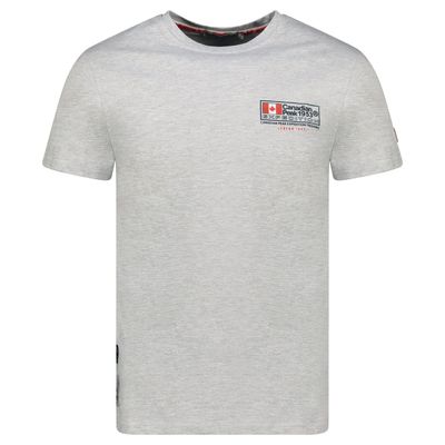 Homme - T-Shirt Col Rond avec Drapeau sur la Poitrine Gris Clair_img_0