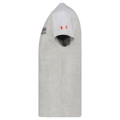 Homme - T-Shirt Col Rond avec Drapeau sur la Poitrine Gris Clair_img_2
