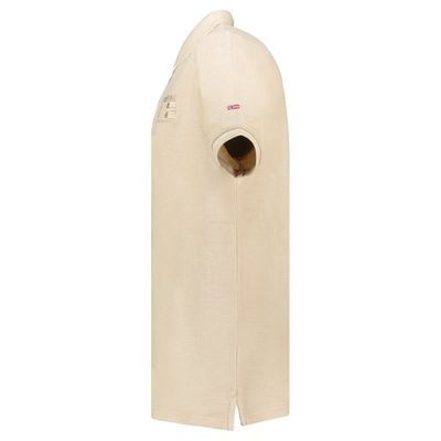 Embroidered polo shirt with flags and beige short sleeves_img_3