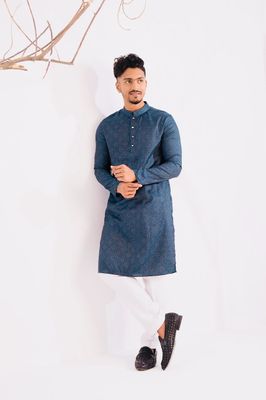 Jacquard Cotton Classic Panjabi for Men-Brown (PJB-016)_img_2