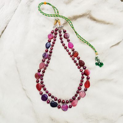 2 Layer Exclusive Pearl Necklace with Meroon pearl_img_0