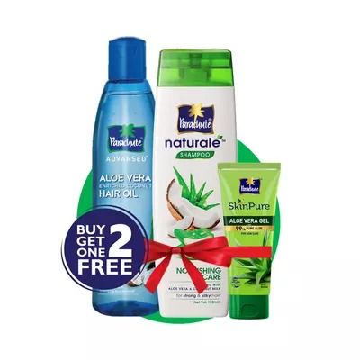 Parachute Hair Oil 250 ml & Shampoo Nourishing Care 170 ml (Free Aloe Vera Gel 50 gm)_img_0