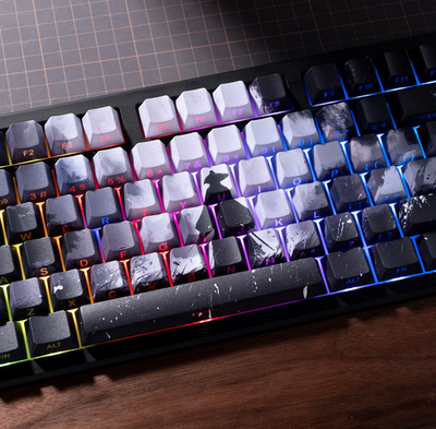 XVX Black Samurai Knight Side Engraved Cherry Doubleshot Keycaps_img_0