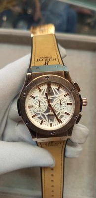 Hublot Spider White Dial Rose Gold Case Brown Belt Velvet Texture_img_0