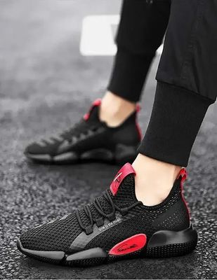 Premium Dark Flow Sneakers . (Black & Scarlet) (C-02)_img_5