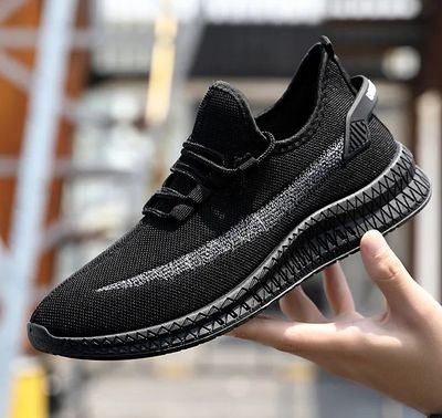 Premium Shadow Stripe Sneakers (Black) (C-03)