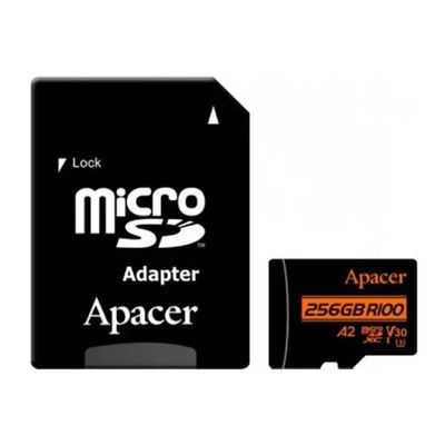 Apacer R100 SDXC/SDHC UHS-I U3 V30 256GB A2 Class 10 Memory Card with Adapter_img_1