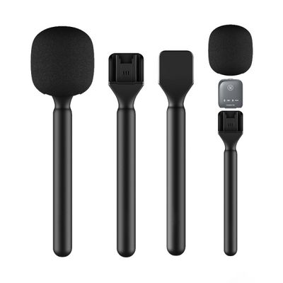 Wireless Handheld Microphone Adapter for DJI, RODE Wireless GO Interview Mic Handle with Windshield_img_3