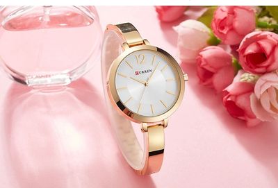 Curren 9012 Ladies Chain Watch- Goldenish Silver Dial- Golden Bezel- Golden Bracelet+Chain- TF Code CR627CF_img_1