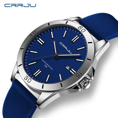Fashionable CRRJU Luminous Silicone Strap Men's Watch_img_2