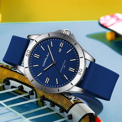 Fashionable CRRJU Luminous Silicone Strap Men's Watch_img_3