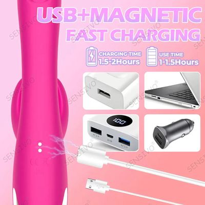 G spot Tapping Dildo Vibrator with Clit Massaging & Vibration Clitoris Vaginal Stimulator Adult Masturbation Massager for Women_img_3