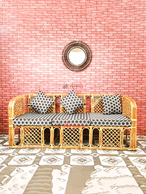 Rattan Three Seater Sofa with Foam