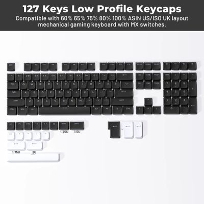 XVX Low Profile Black ShineThrough Double Shot PBT Keycaps_img_0