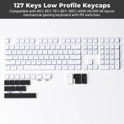 XVX Low Profile White ShineThrough Double Shot PBT Keycaps_img_0