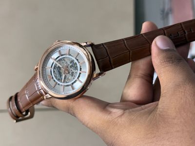 ARMANI AUTO BELT ROSE GOLD BROWN_img_0