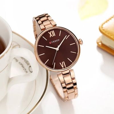 Curren 9017 Ladies Chain Watch- Coffe Dial- Rose Golden Bezel- Rose Golden Chain- TF Code CR451CF_img_1