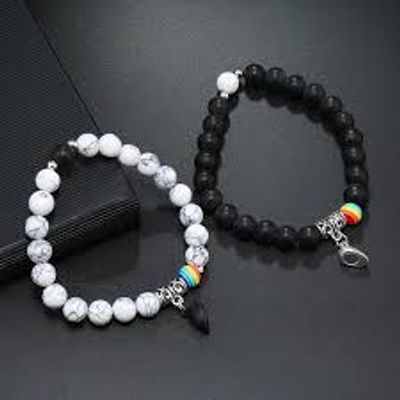 Friendship Fashion Jewelry Gift Magnet Couple Bracelets Distance Relationship Bracelets Natural Stone Distance Bracelet Friendship Bracelets Distance Heart Magnet Bracelets Beads Bracelet For Lovers_img_4