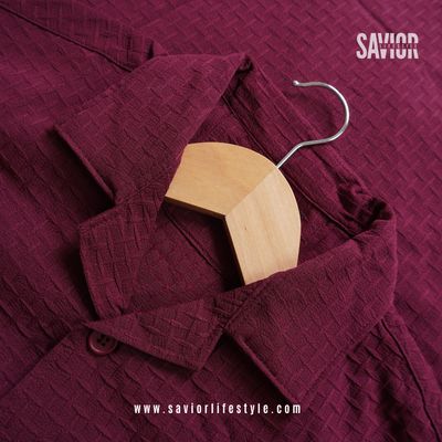Maroon Color Drop Shoulder Cuban Summer Shirt_img_0